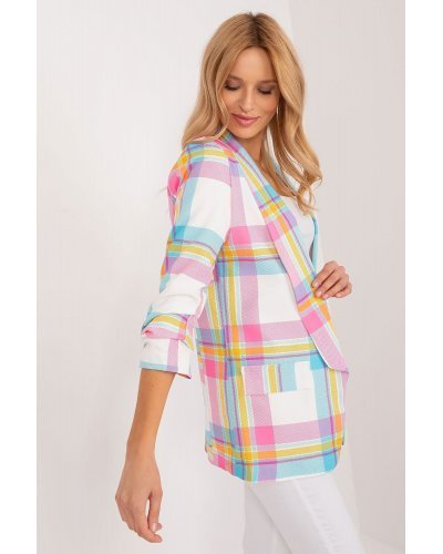 Bluze dama, Sacou dama in carouri, bleu, casual, Ezera3 - jojofashion.ro