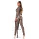 Salopeta snake print maro WetLook Ornella 4 - jojofashion.ro