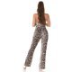 Salopeta dama eleganta, evazata, animal print leopard, cu umerii goi, Mira 3 - jojofashion.ro