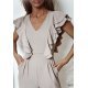 Salopeta dama evazata, eleganta, bej, cu volane pe bust, Teresa Salopeta dama evazata, eleganta, bej, cu volane pe bust, Teresa 4 - jojofashion.ro