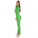 Salopeta snake print verde neon WetLook Ornella 3 - jojofashion.ro