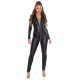 Salopeta dama WetLook neagra Ornella 2 - jojofashion.ro