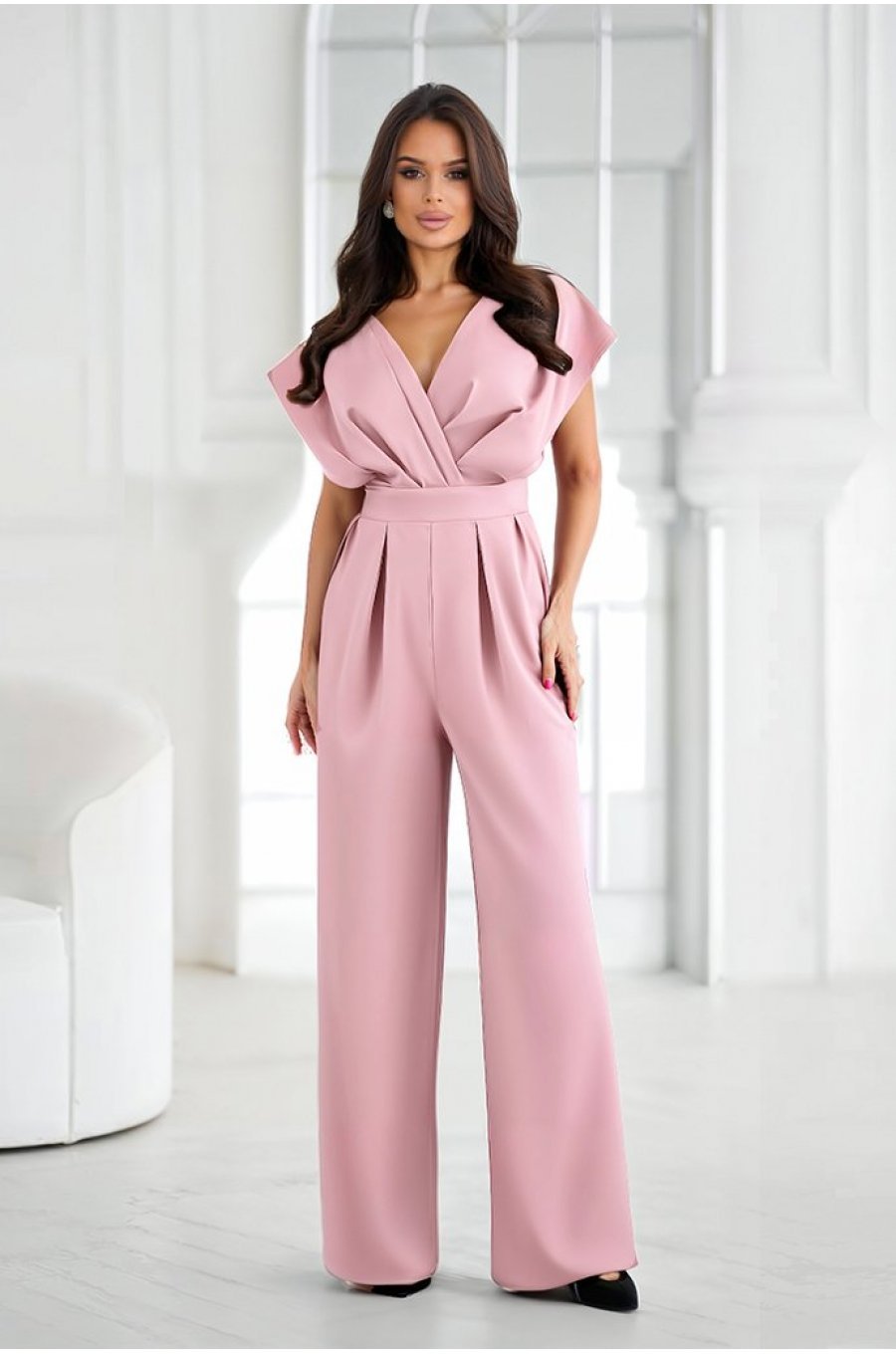 Salopeta eleganta evazata vascoza roz pal Ryoko Salopeta eleganta evazata vascoza roz pal Ryoko 1 - jojofashion.ro