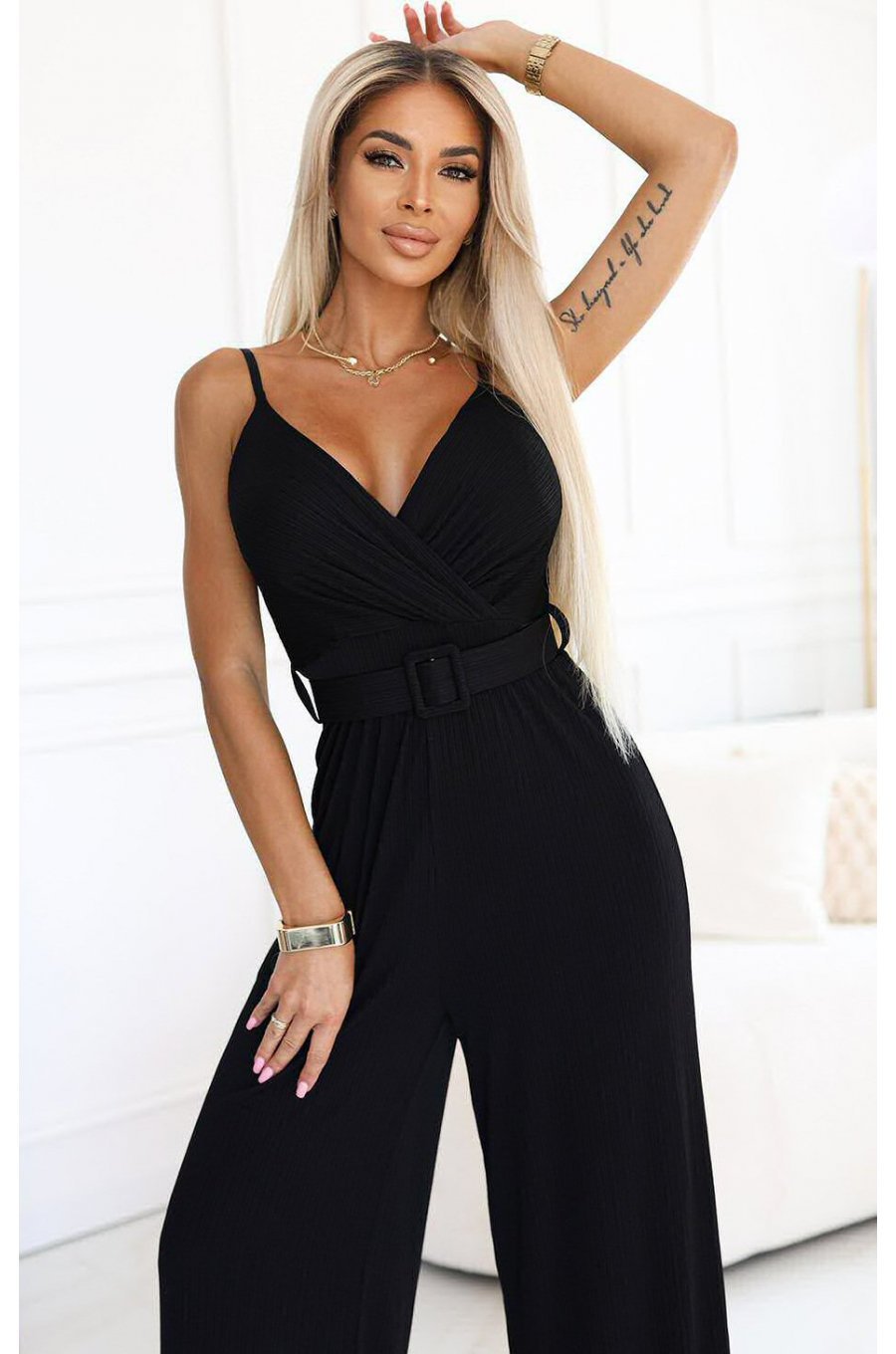 Salopeta eleganta neagra evazata petrecuta Delyah 5 - jojofashion.ro