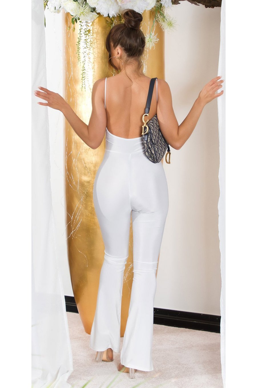 Salopeta dama alba, mulata, cu spatele gol, Joliena Salopeta dama alba, mulata, cu spatele gol, Joliena 2 - jojofashion.ro