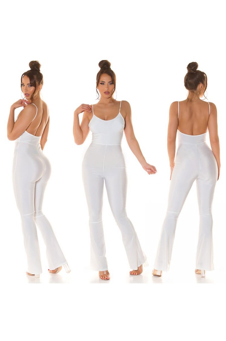 Salopeta dama alba, mulata, cu spatele gol, Joliena Salopeta dama alba, mulata, cu spatele gol, Joliena 6 - jojofashion.ro
