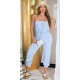 Salopeta dama baby blue, cu umerii goi, bandeau, Lorette 2 - jojofashion.ro