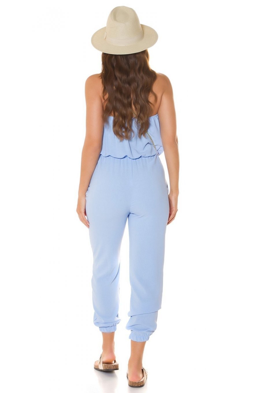 Salopeta dama baby blue, cu umerii goi, bandeau, Lorette Salopeta dama baby blue, cu umerii goi, bandeau, Lorette 5 - jojofashion.ro