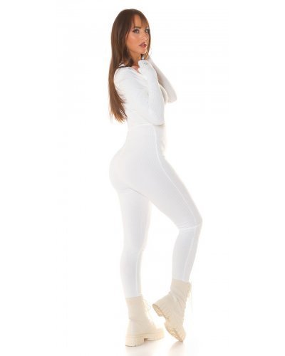 Salopeta casual, alba, mulata, cu maneca lunga, Atanasia Salopete dama, Salopeta casual, alba, mulata, cu maneca lunga, Atanasia - jojofashion.ro