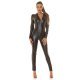 Salopeta dama catsuit neagra, din piele eco, cu gluga si maneca lunga, Mahima 6 - jojofashion.ro