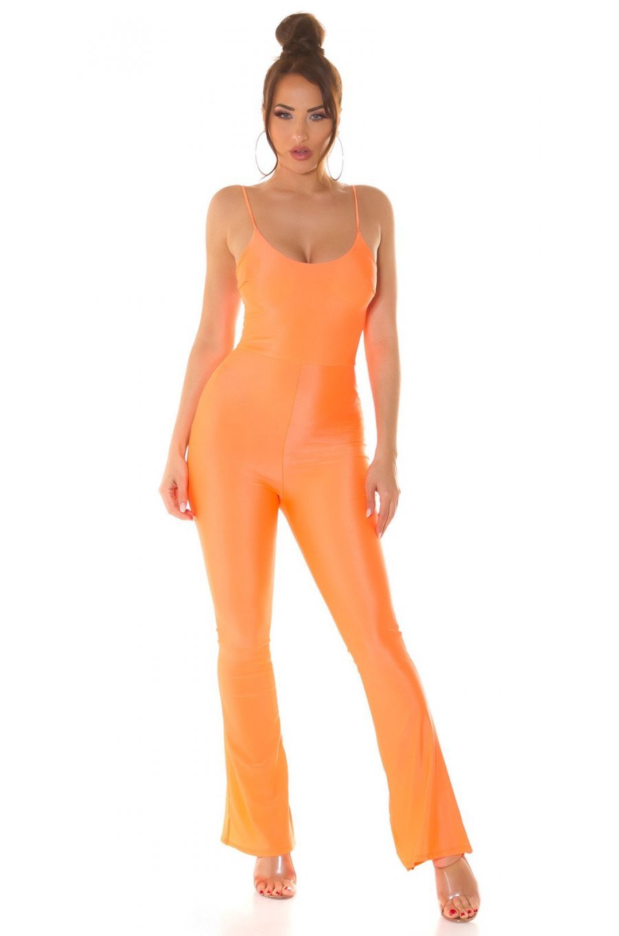 Salopeta dama corai neon, mulata, cu spatele gol, Joliena Salopeta dama corai neon, mulata, cu spatele gol, Joliena 3 - jojofashion.ro