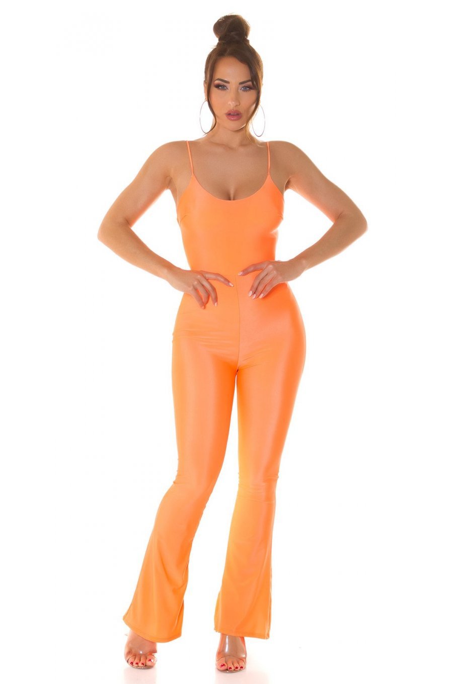 Salopeta dama corai neon, mulata, cu spatele gol, Joliena Salopeta dama corai neon, mulata, cu spatele gol, Joliena 5 - jojofashion.ro