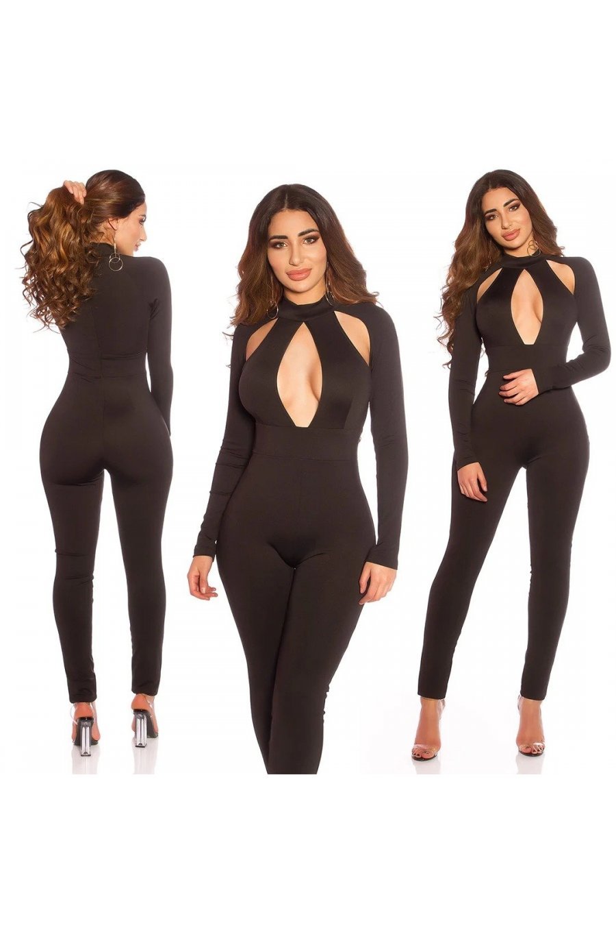 Salopeta de club neagra mulata cu decolteu in romb Zekes Salopeta de club neagra mulata cu decolteu in romb Zekes 5 - jojofashion.ro