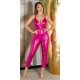 Salopeta dama de club, roz fucsia, din piele eco, mulata, Viky 2 - jojofashion.ro