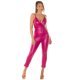Salopeta dama de club, roz fucsia, din piele eco, mulata, Viky 4 - jojofashion.ro