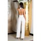 Salopeta dama eleganta, alba, evazata, cu spatele gol, Laura 4 - jojofashion.ro