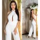 Salopeta dama eleganta, alba, evazata, cu spatele gol, Laura 5 - jojofashion.ro