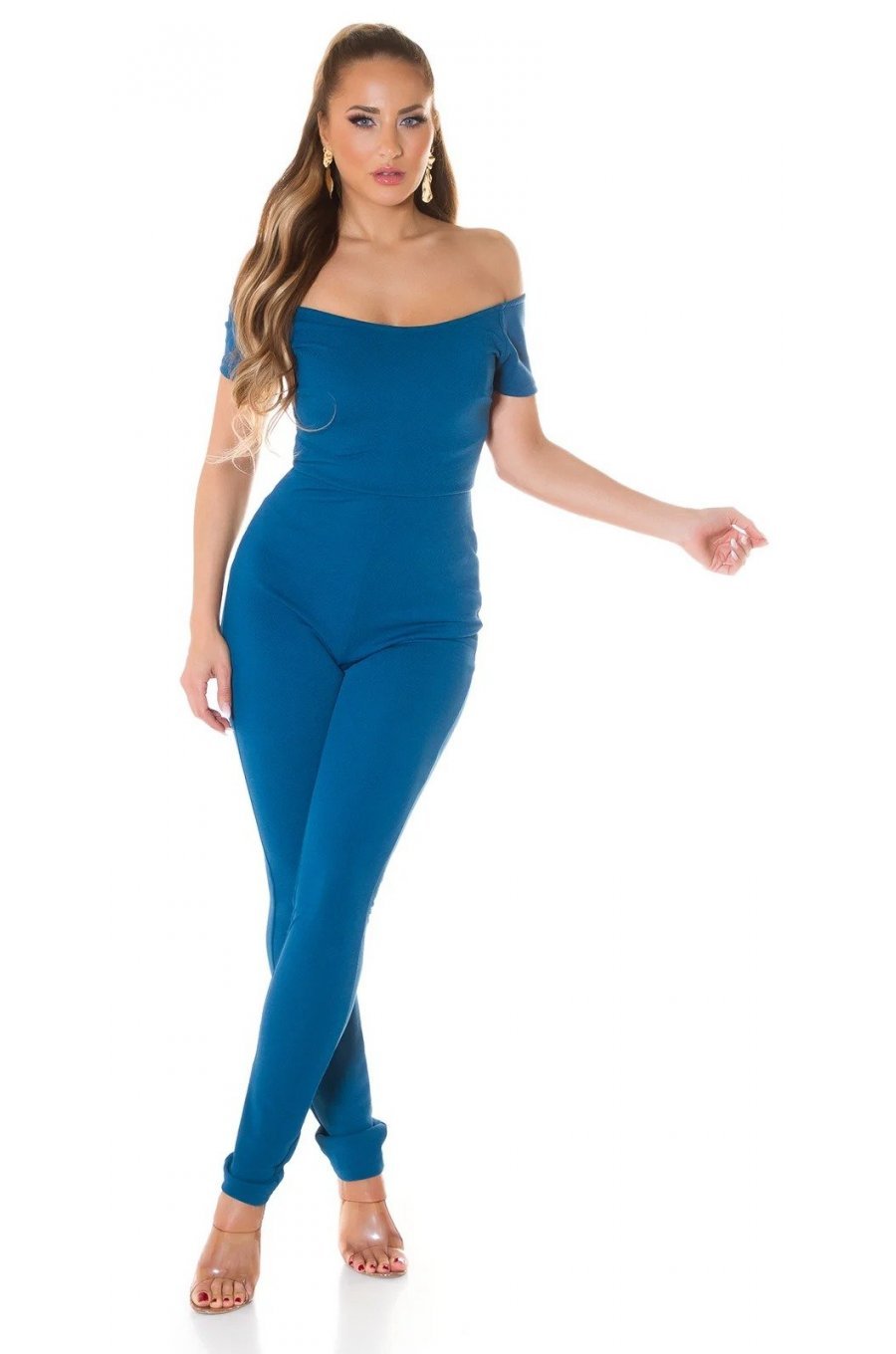 Salopeta eleganta albastru petrol mulata Cristela Salopeta eleganta albastru petrol mulata Cristela 4 - jojofashion.ro