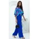 Salopeta eleganta evazata, albastra, cu print multicolor pe bust, Deena 3 - jojofashion.ro