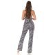 Salopeta dama eleganta, evazata, animal print zebra, cu umerii goi, Mira 3 - jojofashion.ro