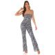 Salopeta dama eleganta, evazata, animal print zebra, cu umerii goi, Mira 5 - jojofashion.ro