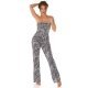 Salopeta dama eleganta, evazata, animal print zebra, cu umerii goi, Mira 7 - jojofashion.ro
