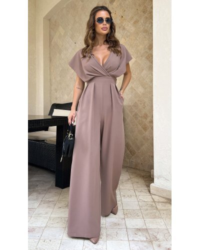 Salopeta eleganta evazata cappuccino, Ryoko Salopeta eleganta evazata cappuccino, Ryoko - jojofashion.ro
