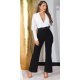 Salopeta eleganta evazata, neagra cu bustul alb, decolteu in V, cu maneca lunga, Aleksandrina 2 - jojofashion.ro