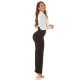 Salopeta eleganta evazata, neagra cu bustul alb, decolteu in V, cu maneca lunga, Aleksandrina 5 - jojofashion.ro