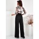 Salopeta  eleganta evazata neagra cu print baroc vaporoasa cu maneca trei sferturi Kariss 3 - jojofashion.ro