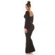 Salopeta dama eleganta, evazata, neagra, din nylon, Nikola   4 - jojofashion.ro