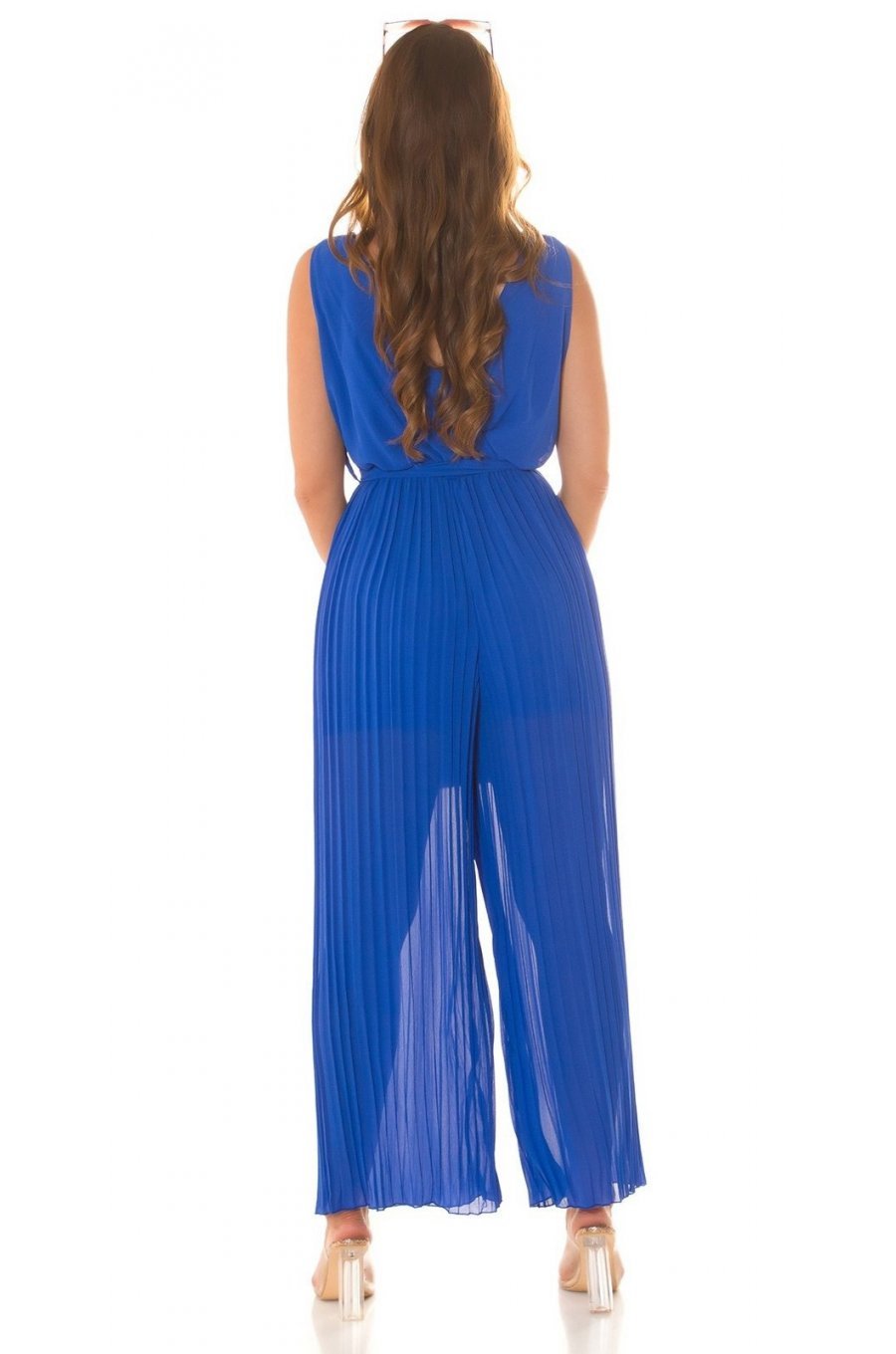 Salopeta dama eleganta evazata, plisata, albastra, petrecuta, Shanya Salopeta dama eleganta evazata, plisata, albastra, petrecuta, Shanya 6 - jojofashion.ro
