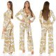 Salopeta eleganta evazata print baroc alb cu galben Sezen 5 - jojofashion.ro
