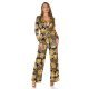 Salopeta eleganta evazata print baroc negru cu galben Sezen 4 - jojofashion.ro