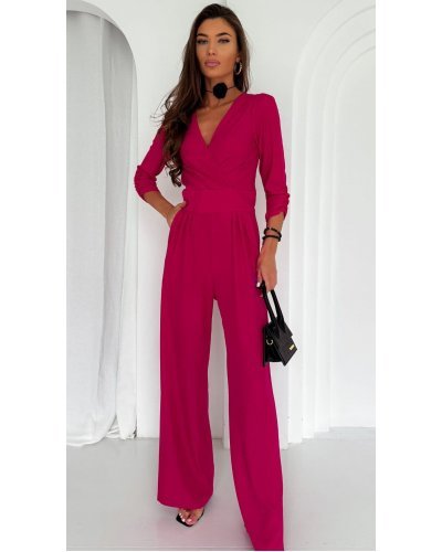 Salopeta dama eleganta, evazata, roz fucsia, cu maneca trei sferturi, Zayan Salopete dama, Salopeta dama eleganta, evazata, roz fucsia, cu maneca trei sferturi, Zayan - jojofashion.ro