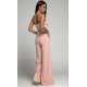 Salopeta dama eleganta evazata, roz pal, crapata pe picior, Loressa 3 - jojofashion.ro