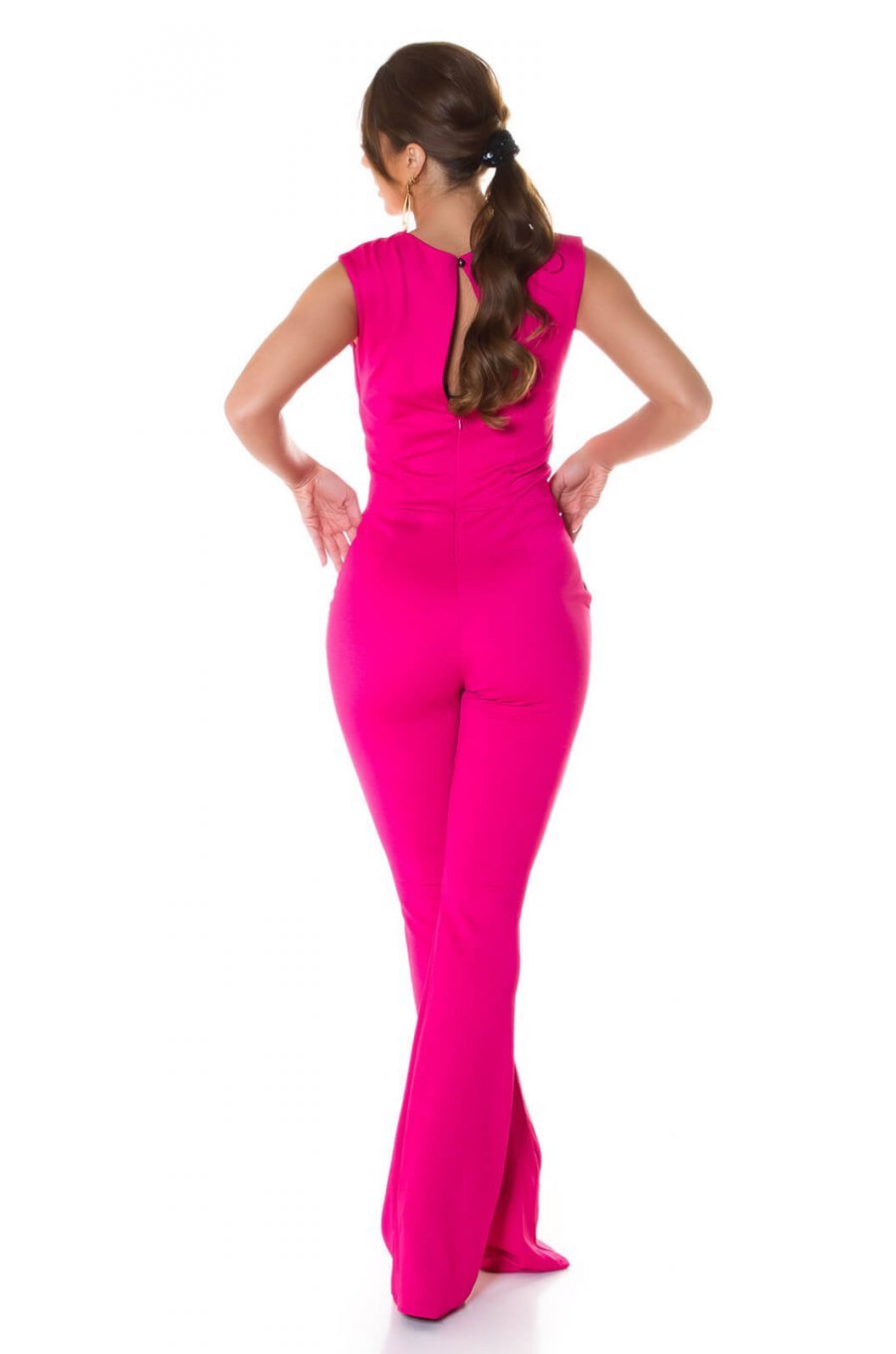 Salopeta eleganta evazata roz Phoebe Salopeta eleganta evazata roz Phoebe 3 - jojofashion.ro