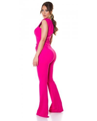 Salopeta eleganta evazata roz Phoebe Salopete dama, Salopeta eleganta evazata roz Phoebe - jojofashion.ro