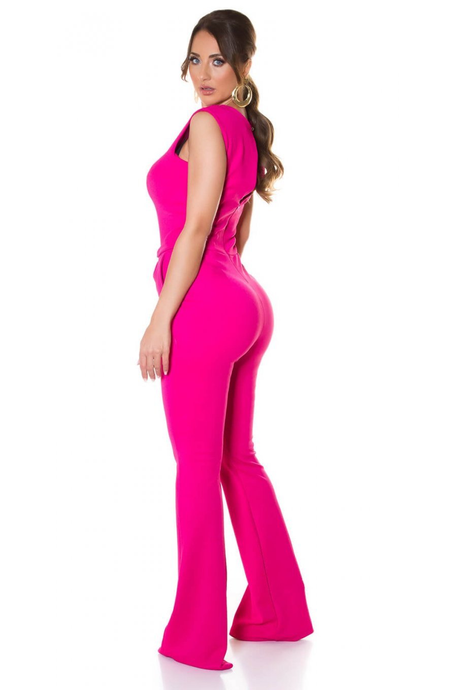 Salopeta eleganta evazata roz Phoebe Salopeta eleganta evazata roz Phoebe 2 - jojofashion.ro