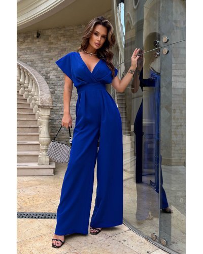 Salopeta eleganta evazata, vascoza albastra, Ryoko Salopete dama, Salopeta eleganta evazata, vascoza albastra, Ryoko - jojofashion.ro