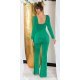 Salopeta eleganta, evazata, verde, din nylon, Nikola Salopeta eleganta, evazata, verde, din nylon, Nikola 3 - jojofashion.ro