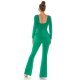 Salopeta eleganta, evazata, verde, din nylon, Nikola Salopeta eleganta, evazata, verde, din nylon, Nikola 6 - jojofashion.ro