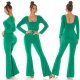 Salopeta eleganta, evazata, verde, din nylon, Nikola Salopeta eleganta, evazata, verde, din nylon, Nikola 7 - jojofashion.ro