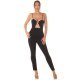Salopeta eleganta, neagra cu decupaje pe bust, conica, Hashna 2 - jojofashion.ro