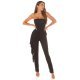 Salopeta eleganta, neagra, cu peplum si umeri goi, asimetrica, Justyne 5 - jojofashion.ro