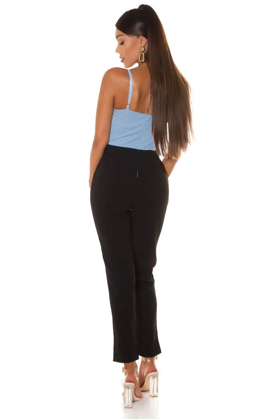 Salopeta dama eleganta neagra dantela baby blue Damiana Salopeta dama eleganta neagra dantela baby blue Damiana 3 - jojofashion.ro
