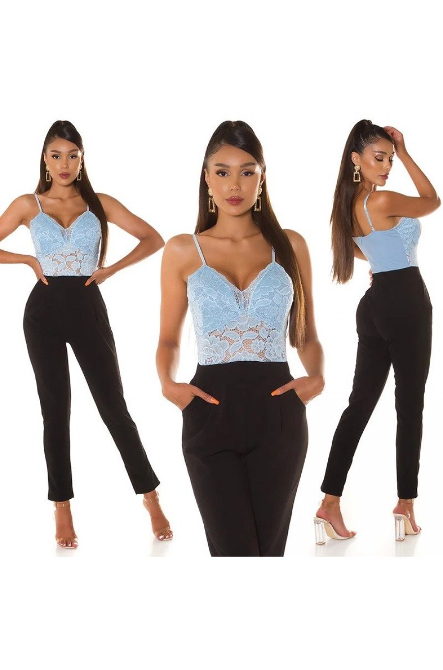 Salopeta dama eleganta neagra dantela baby blue Damiana Salopeta dama eleganta neagra dantela baby blue Damiana 4 - jojofashion.ro