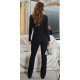 Salopeta dama eleganta, neagra, din bumbac, mulata, cu maneca lunga, Ceylo 3 - jojofashion.ro