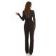 Salopeta dama eleganta, neagra, din bumbac, mulata, cu maneca lunga, Ceylo 7 - jojofashion.ro