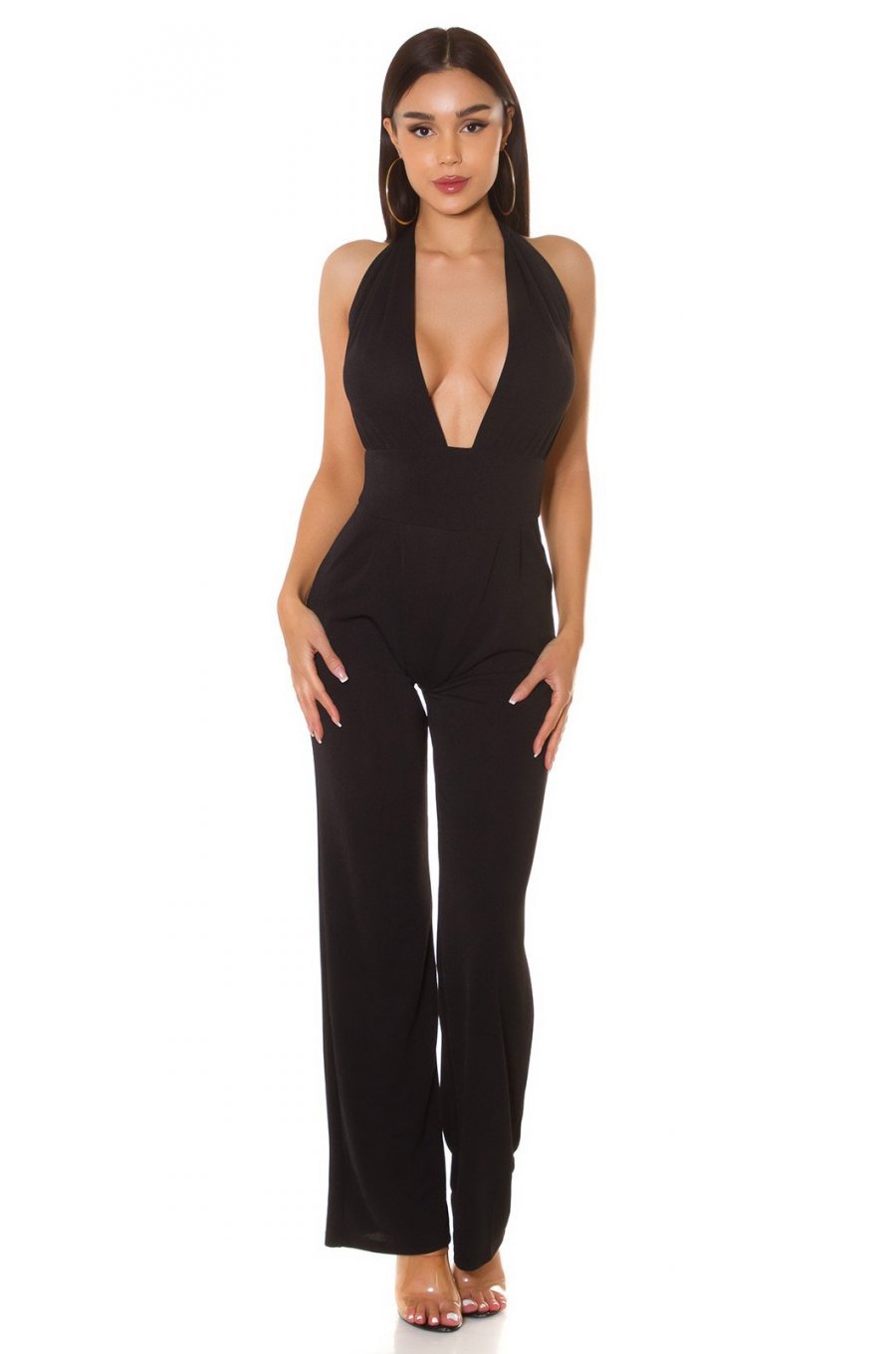 Salopeta eleganta, neagra, evazata, cu spatele gol, Laura Salopeta eleganta, neagra, evazata, cu spatele gol, Laura 4 - jojofashion.ro